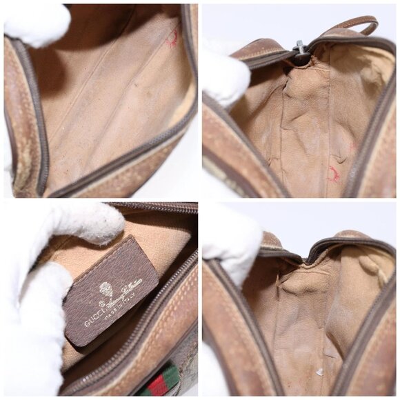 GUCCI GG Supreme Web Sherry Line Bag PVC Beige Gold 156 02 066 Auth 139661 - Picture 16 of 16